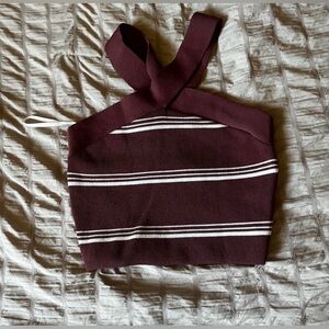 Aritzia Sculpt Knit Criss Cross Stripe Top Sz S